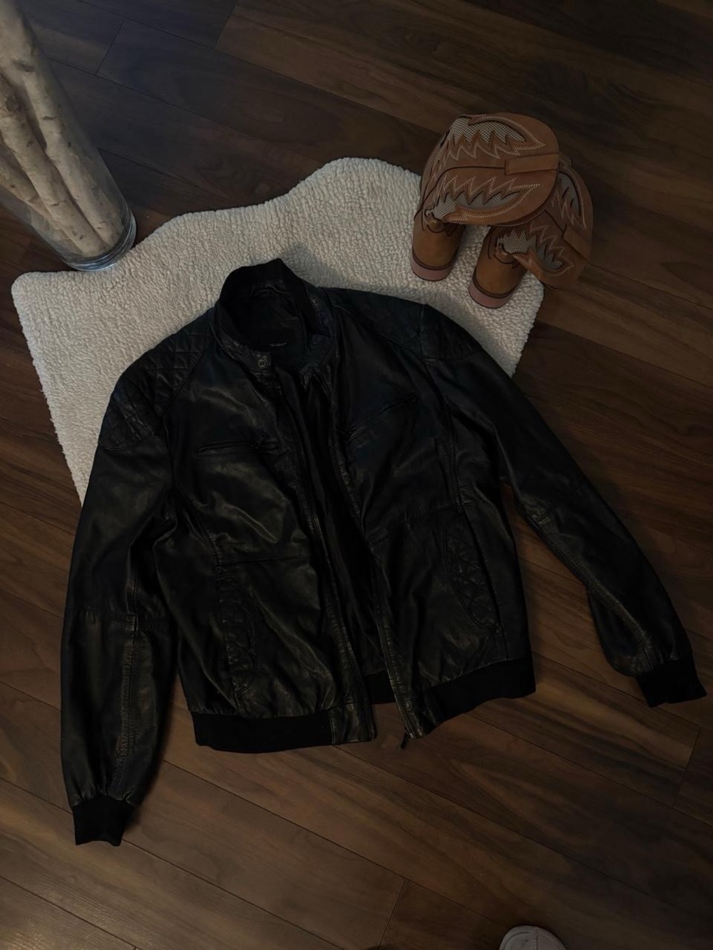 🖤ZARA Men's Black Faux Leather Jacket
